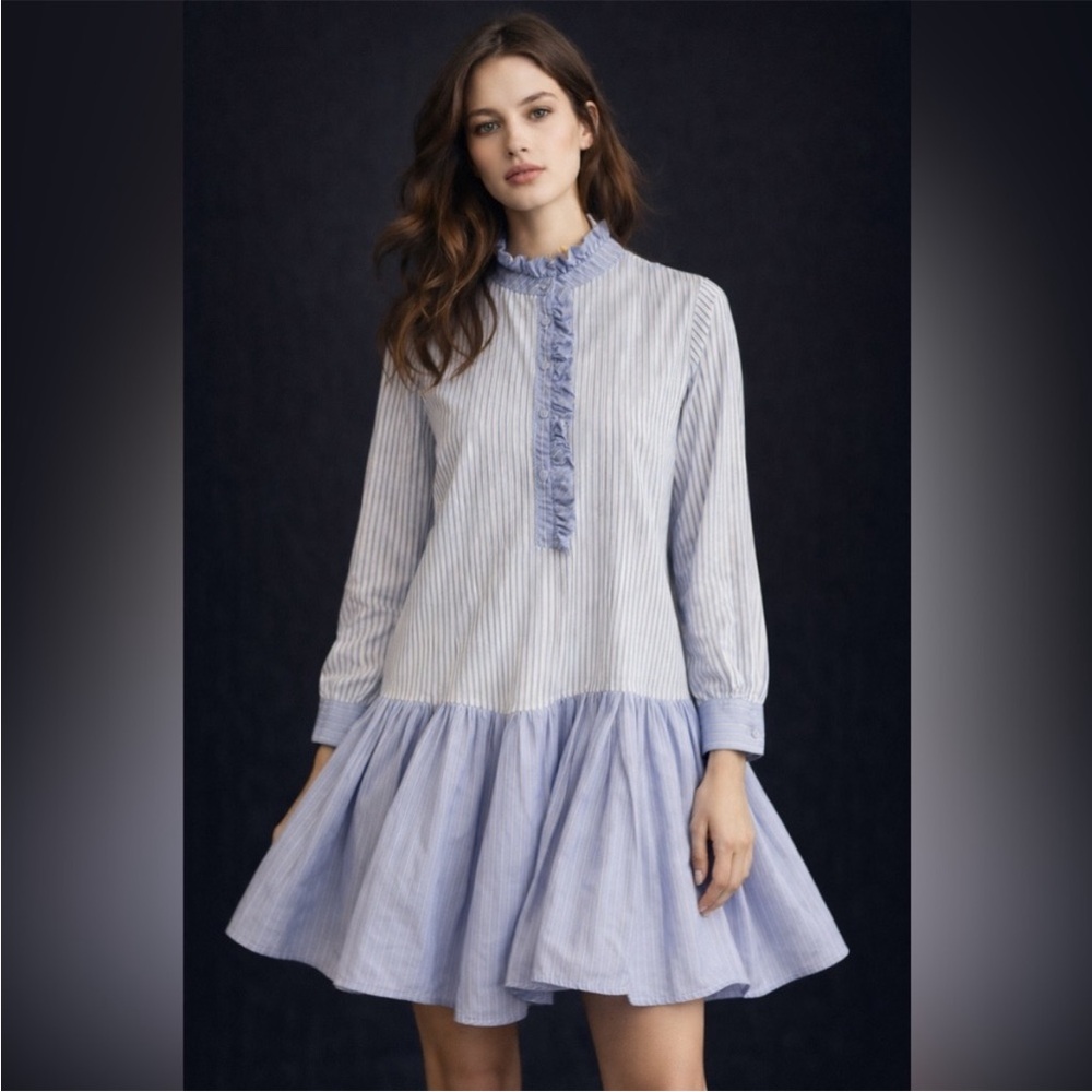 Tuckernuck Lavender Blue Striped Tate Dress Size L